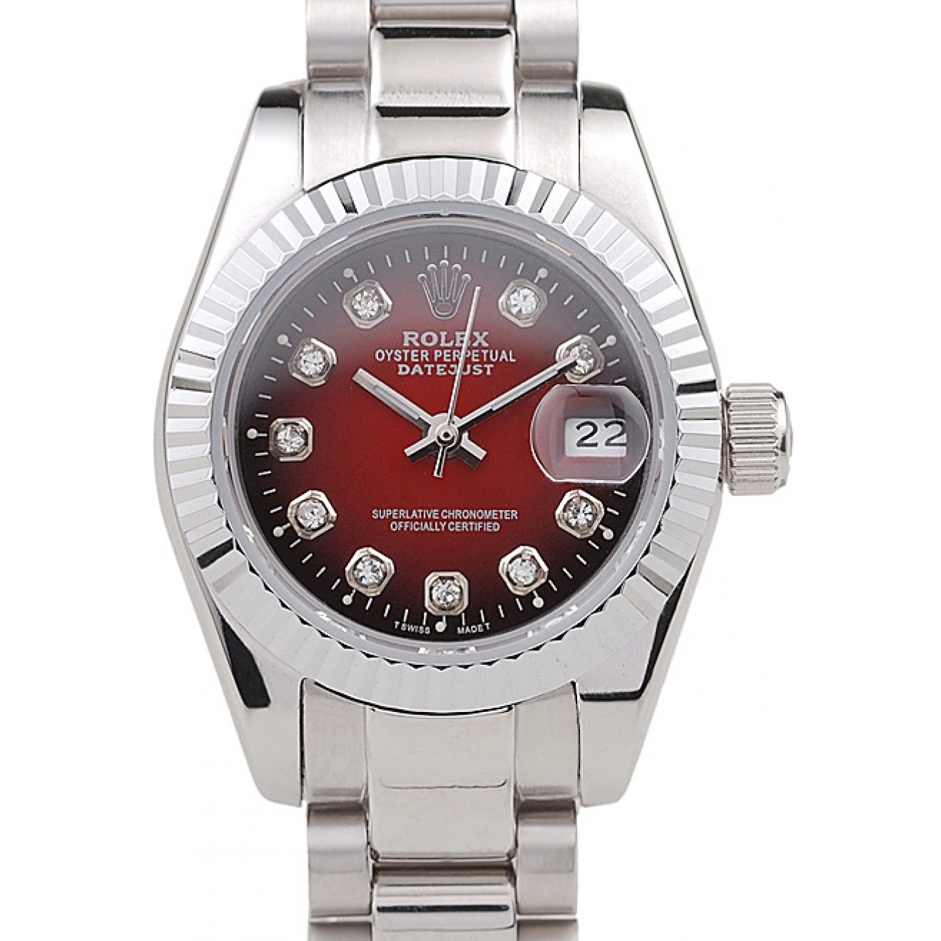 Rolex copies cheap Steel Red Tone Two Rolex Dial Stainless Datejust Polished 0804